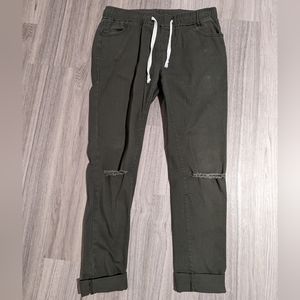Khaki Green ripped cotton pants
